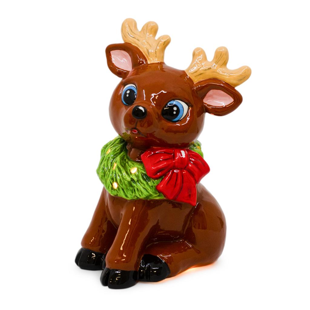 Vintage Reindeer w/wreath Lantern